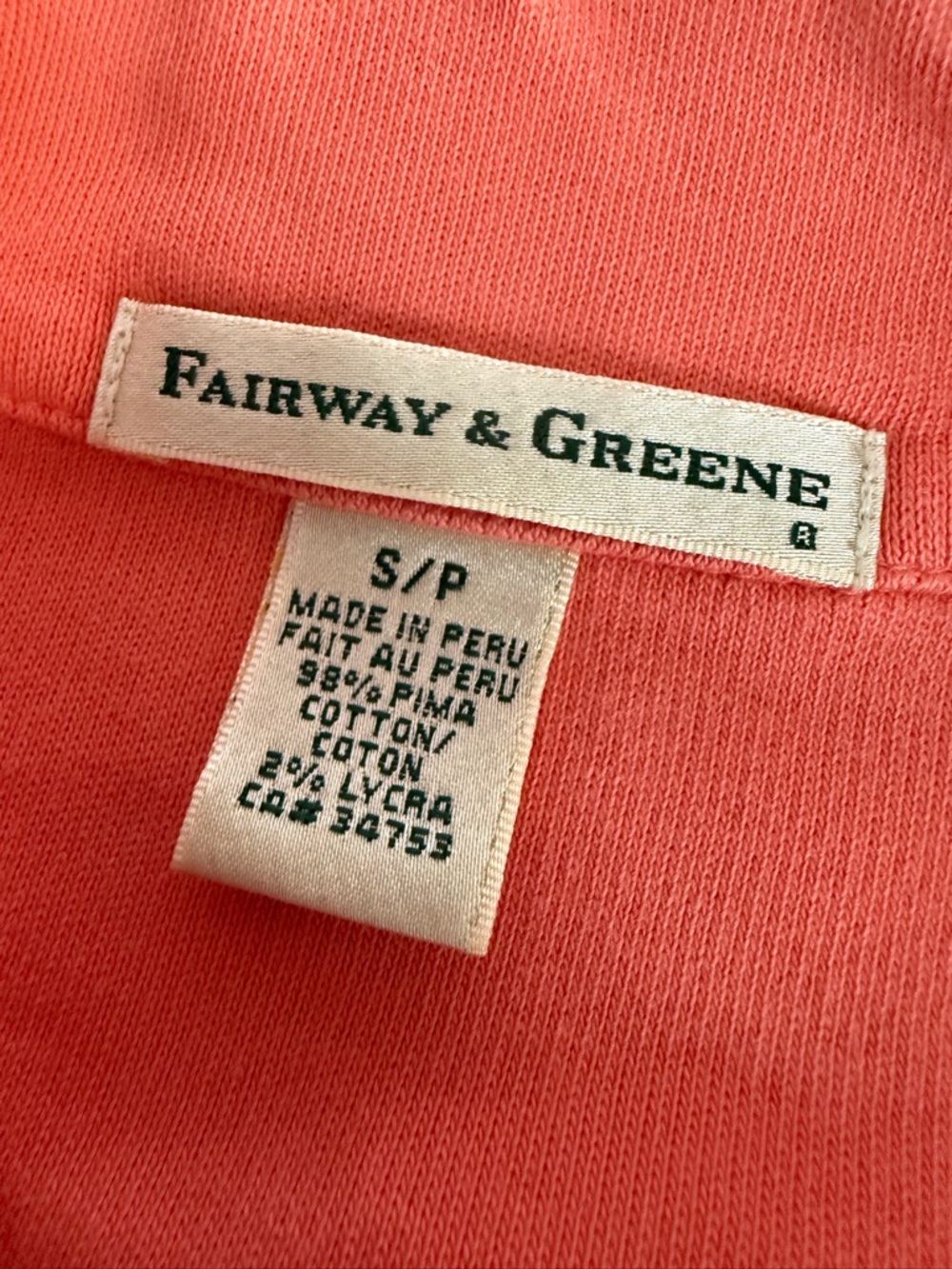 Fairway & Greene Masters Golf Peach Coral Quarter Zip Pullover Size Small Preppy - Picture 3 of 7